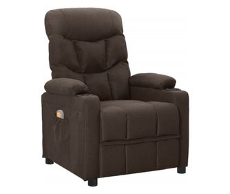 Naslonjač za masažu s nagibom, tamno smeđi, tekstilni materijal