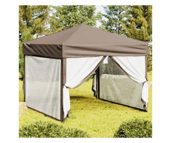 Összecsukható parti sátor, oldalfalakkal, taupe, 3x3 m