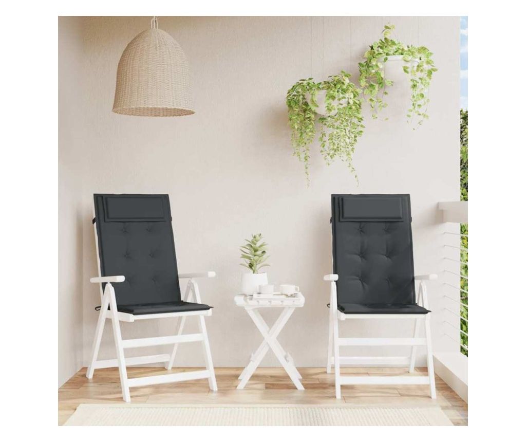 Perne de scaun cu spătar înalt, 2 buc, negru, țesătură Oxford