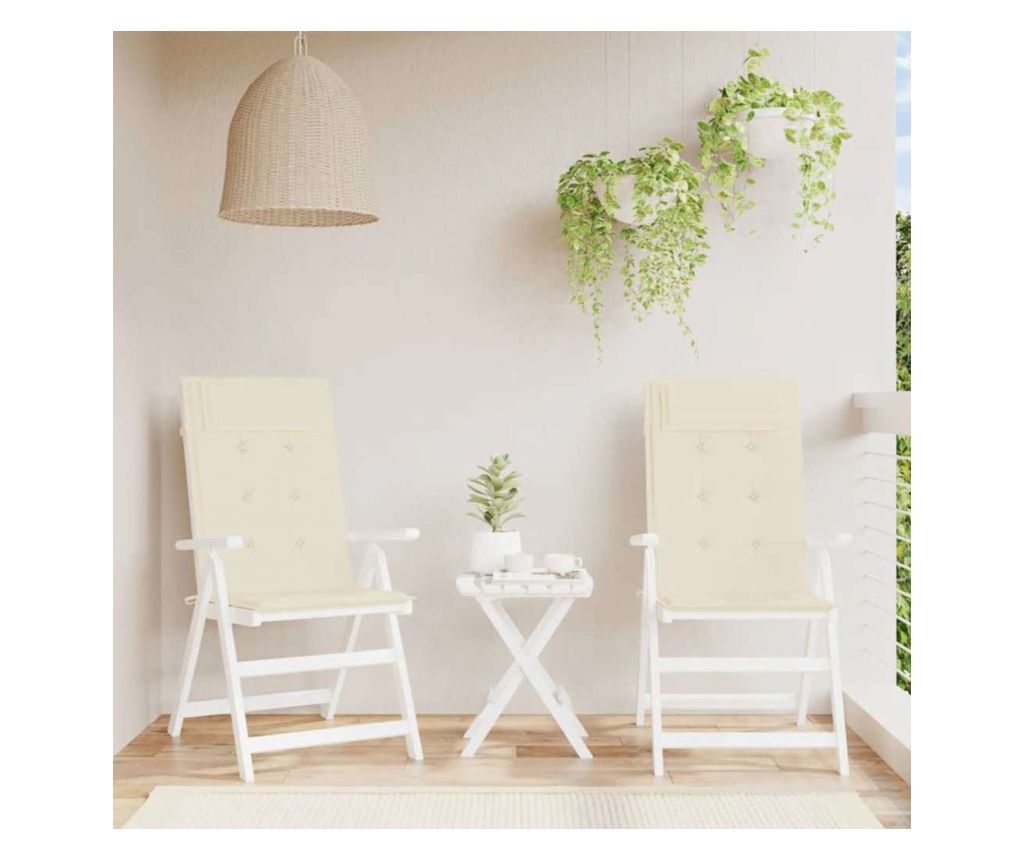 Jastuci za stolice s visokim naslonom, 2 komada, krem, Oxford tkanina