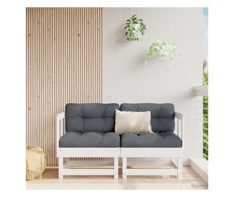 Kutne garniture s jastucima, 2 kom., bijele, masivno borovo drvo