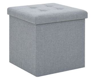 Сгъваема табуретка за съхранение, светло сиво, текстил