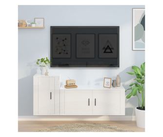 Set TV ormarića, 2 komada, ekstra sjajna bijela, obrađeno drvo