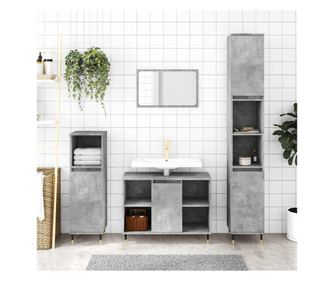 Fürdőszobai szekrény, betonhatású szürke, 30x30x100 cm, feldolgozott fa