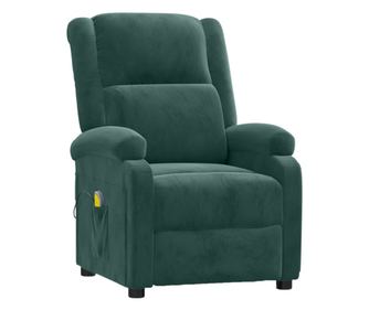 Разтегателно масажно кресло, тъмнозелено, кадифе
