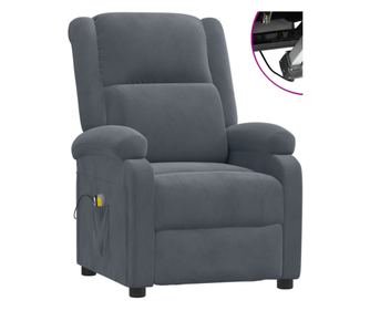 Električni zložljiv masažni fotelj, temno siva, tekstil