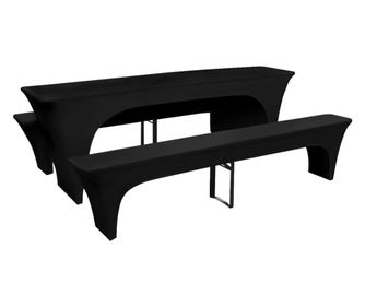 Set prevlek za mizo za pivo in klopi, 220x50x80 cm, črna, 3 kosi.