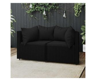 Kerti sarokkanapk prnkkal, 2 db., fekete polirattan