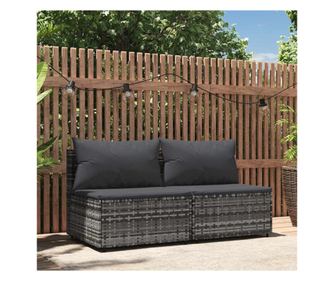 Canapele de mijloc de grădină cu perne, 2 buc., gri, poliratan