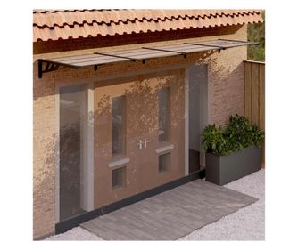 Ajtbaldachin, fekete, 396x90 cm, polikarbont