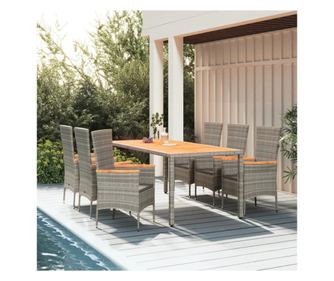 Set mobilier de grădină cu perne, 7 piese, gri, poliratan