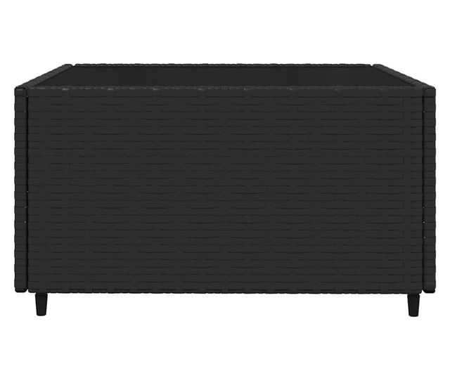 Градински комплект с възглавници, 3 части, Черен, Полиратан