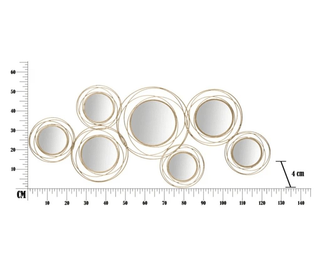 Decoratiune de perete cu oglinzi aurii rotunde cm 124,5x4x53,5 - 6