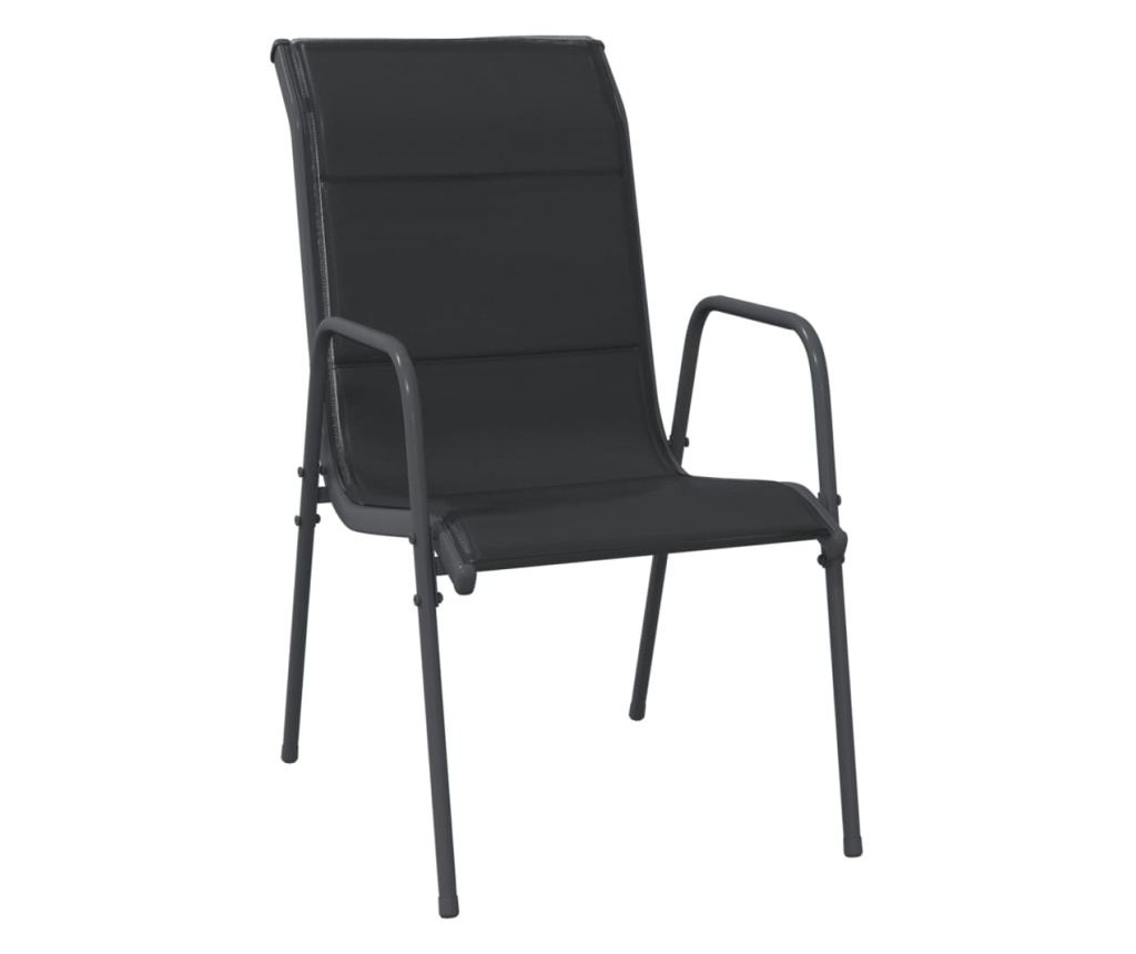 Градински комплект мебели, 3 части, Черен, Стомана - 4