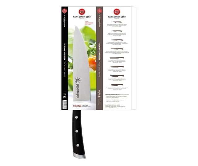 Nóż kuchenny Herne, Carl Schmidt Sohn 037871, 20 cm, czarna rączka, pudełko prezentowe