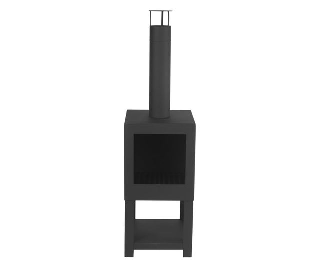 Zunanja peč Esschert Design s prostorom za shranjevanje drv, črna