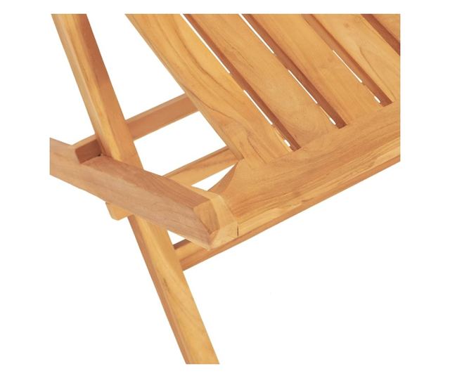 Градински комплект маса, масивно тиково дърво, 5 части