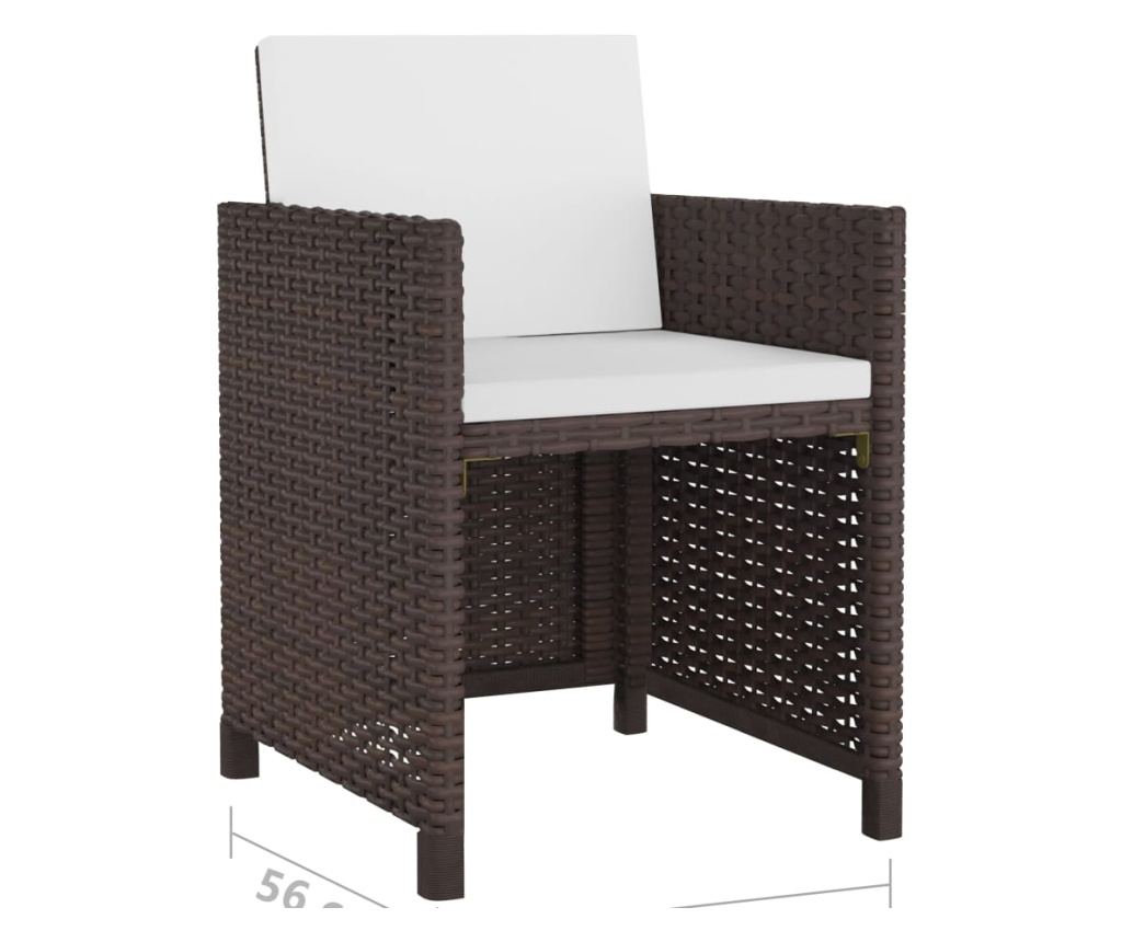 13-частичен комплект градински мебели с възглавници, кафяв, полиратан - 7