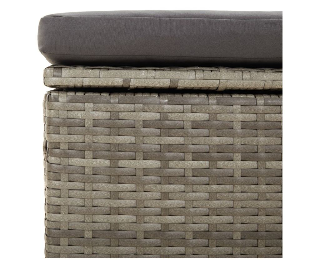 Градински диван за двама със сиви възглавници, полиратан - 9