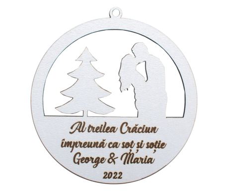 Glob de Craciun cu Nume Personalizat HH1628 din Lemn Model Craciun Impreuna