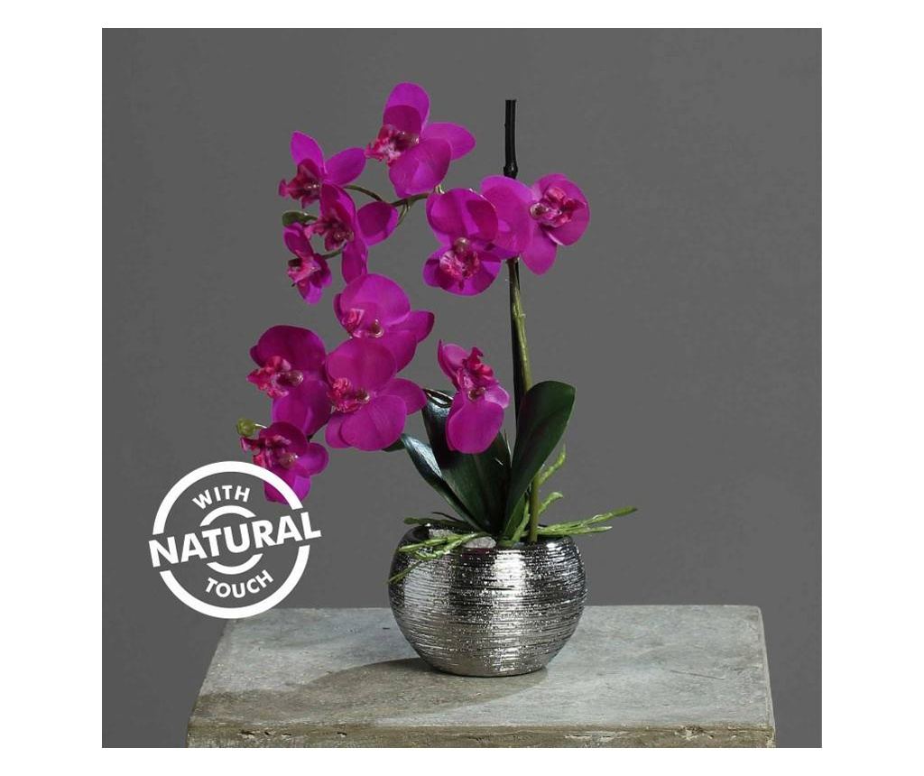 Orhidee artificiala Phalaenopsis mov cu aspect 100% natural in vas ceramic, 30 cm  30 cm - 4
