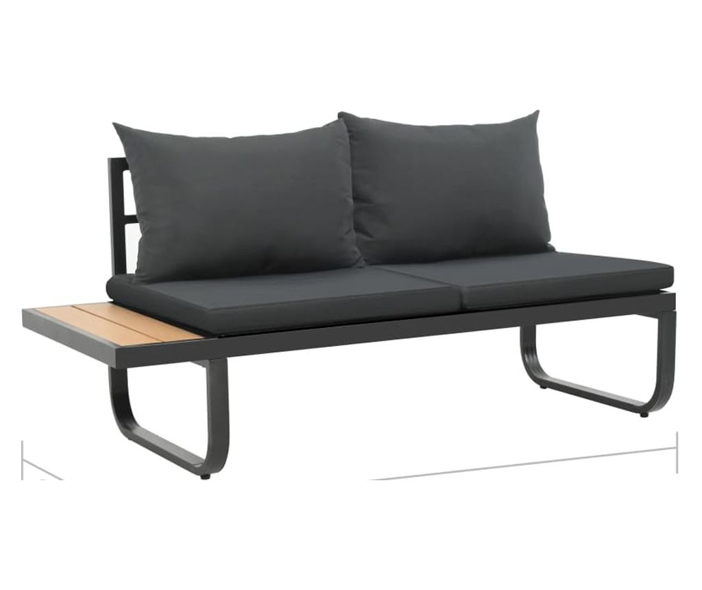 Set vrtne sedežne garniture v kotni izvedbi s blazinami, 2 kosa, aluminij, WPC - 11