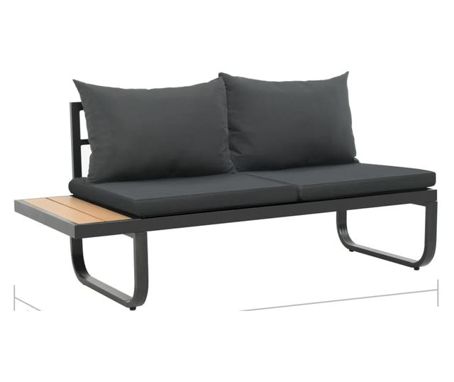 Set vrtne kutne garniture s jastucima, 2 dijela, aluminij, WPC