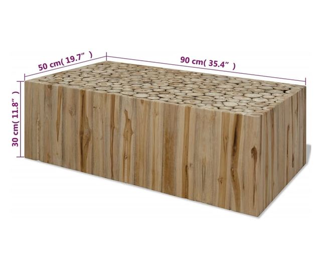 Stolić za kavu, 90x50x30 cm, prirodni tik