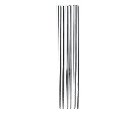 5 pár Pufo rozsdamentes acél sushi pálcika készlet, 22 cm, ezüst