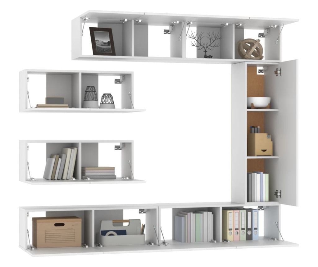 TV omarica, komplet, 7 kosov, bela, iverna plošča - 4