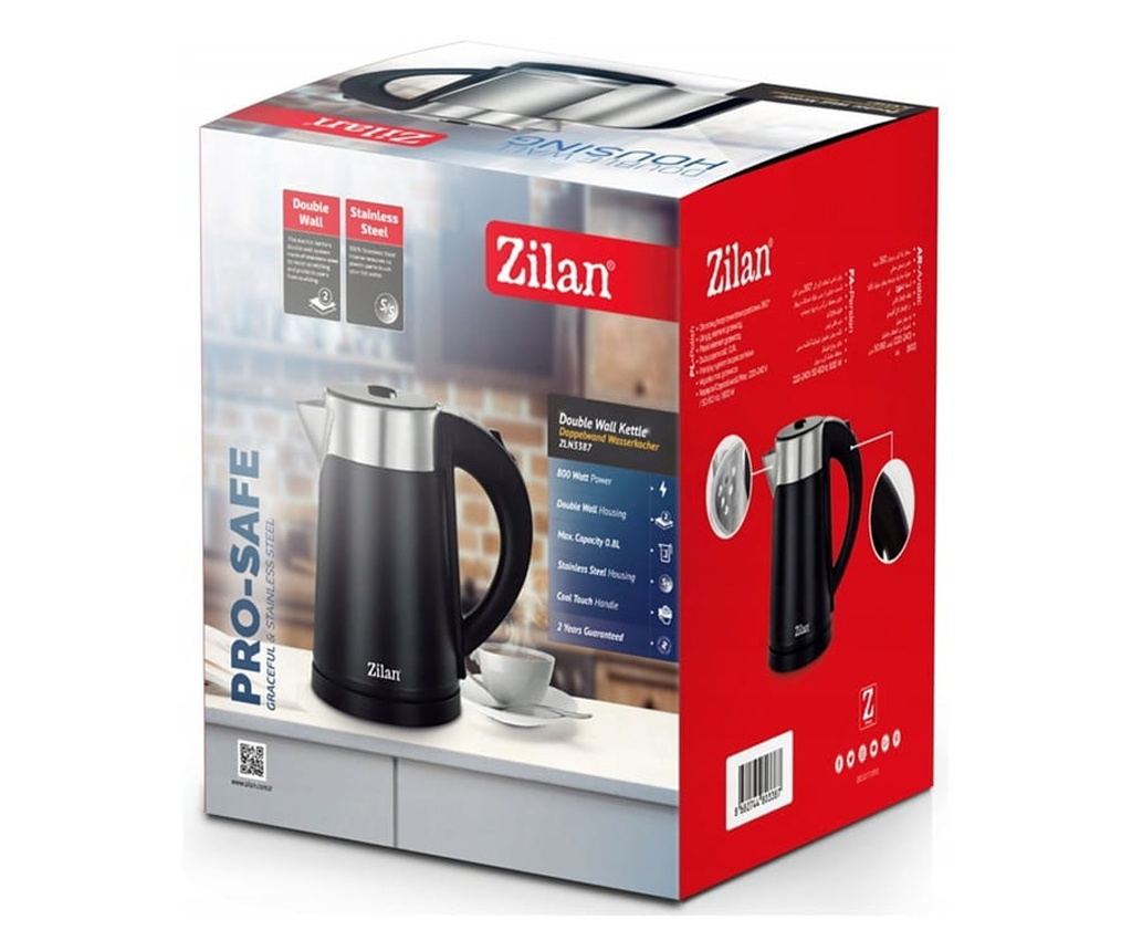 Fierbator electric Zilan ZLN3387 Negru cu pereti dublii, putere 800W, capacitate 0.8L, inox - 7