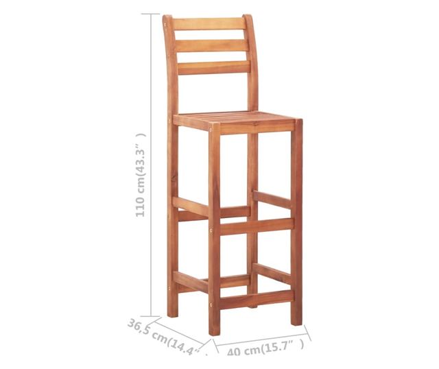 Scaune de bar, 4 buc., lemn masiv de acacia