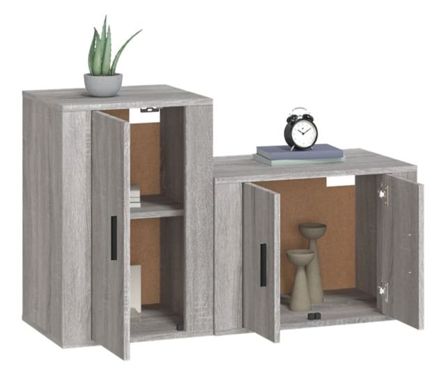 Set dulapuri TV, 2 piese, gri sonoma, lemn prelucrat