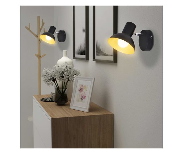 Zidne svjetiljke 2 kom. Žarulje E27, crna i zlatna