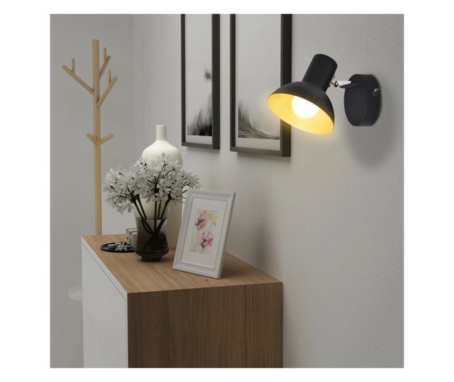 Zidne svjetiljke 2 kom. Žarulje E27, crna i zlatna