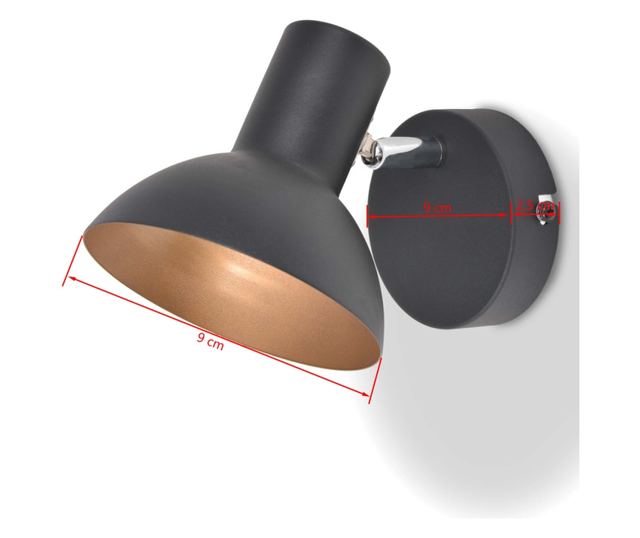 Zidne svjetiljke 2 kom. Žarulje E27, crna i zlatna