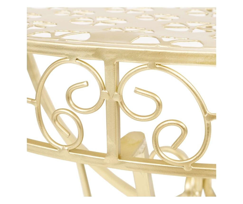 Masă laterală stil vintage semirotundă metal 72x36x74 cm auriu - 5