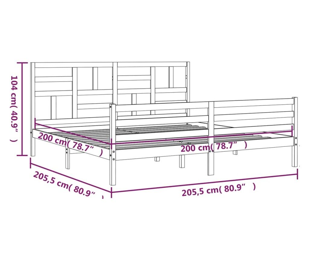 Рамка за легло с табла 200x200 см, масив бор - 12