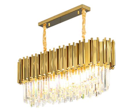 Candelabru RFAN, Model WL339/800*300, Textura Cristal, Metal, 8 x E27, Auriu