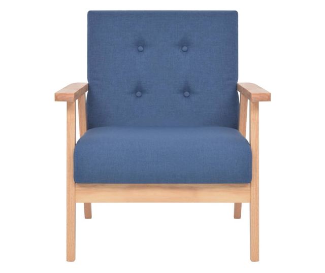 Комплект канапе, 2 части, плат, синьо