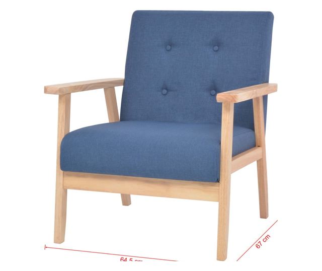 Комплект канапе, 2 части, плат, синьо