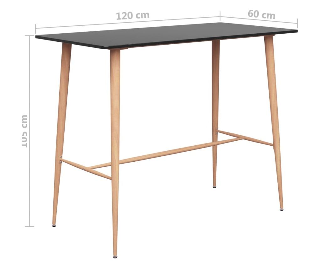 Мебелен комплект за бар, 5 части, Черен - 12