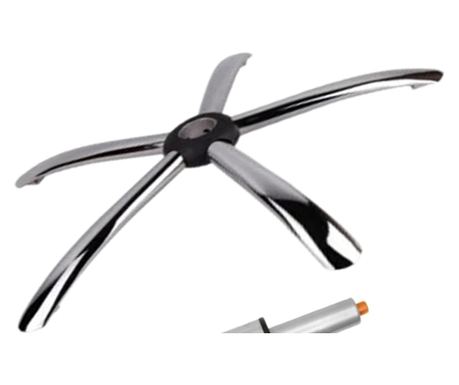Set placuta balans metalica 25 x 15 cm, baza 60 cm, rolă universală cauciuc si cilindru piston, gaz, pentru scaune birou, argint