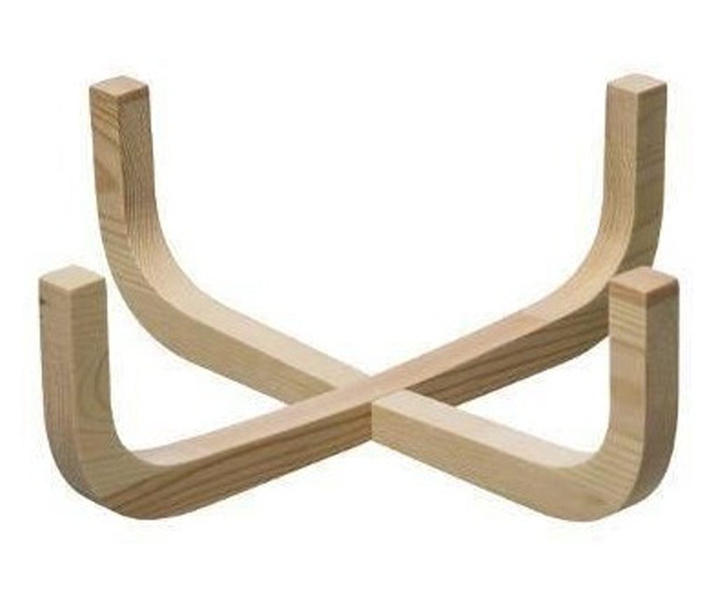 Bol salata Kathya, sticla, suport lemn, 28 x 14 cm - 3