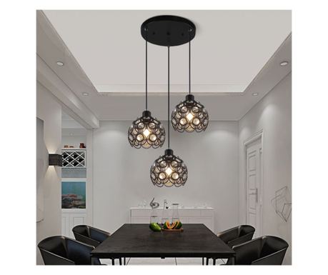 Greelustr Csillár HQ-NYDDY3H, Acél és Kristály Csillár, Modern, Fekete