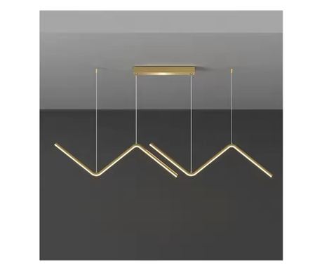 Greelustr LED Csillár HQ-W001-J-H, Modern Arany Minimalista Cikkcakk Alumínium Ötvözet Konyhai Lámpa, 120*90cm, Állítható, 2 Fén
