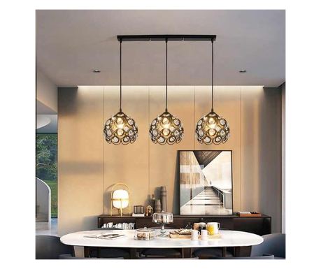Greelustr Candelabru C3-NY-H, acél és kristály csillár, fekete