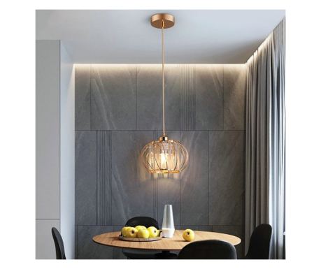 Greelustr HQ-JS-NGDD Csillár, Dekoratív Arany Töklámpa, 20W, Konyhába, Előszobába, Hálószobába, Nappaliba, Acél+Üveg