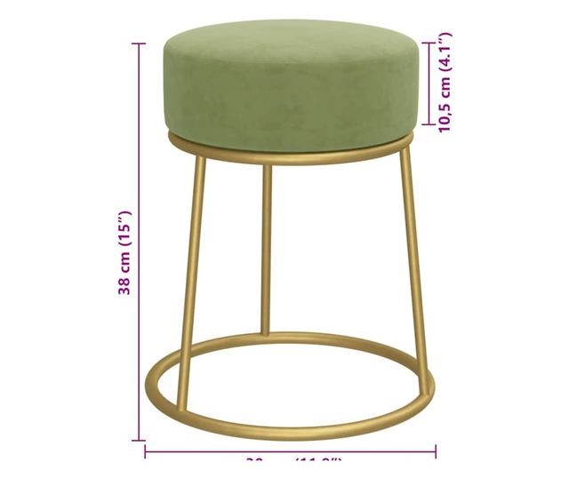 Tabureti okrugli, zeleni senf, baršun