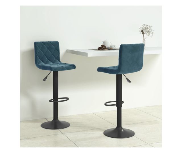 Barski stoli, 2 kosa, modra, žamet